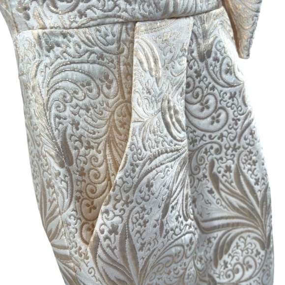 Vintage Taboo Strapless Dress Cream Gold Strapless Mini Dress Pockets Sz Small - Picture 6 of 10
